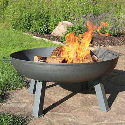 Modern Black Garden Corten Steel Fire Pit Round Outdoor Fire Bowl