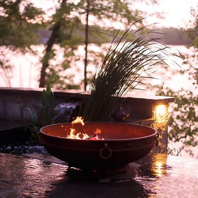 Corten Steel Garden Outdoor Firepit Modern Fireplace Heating Wood Burning
