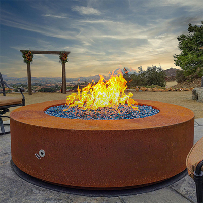 900mm Pre Rusted Corten Steel Fire Pit Round Outside Garden