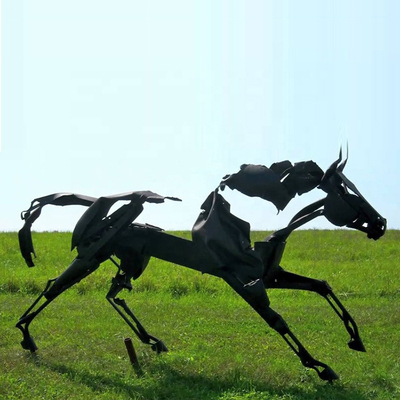 Hollow Life Size Horse Metal Outdoor Sculpture Abstract For Landscape