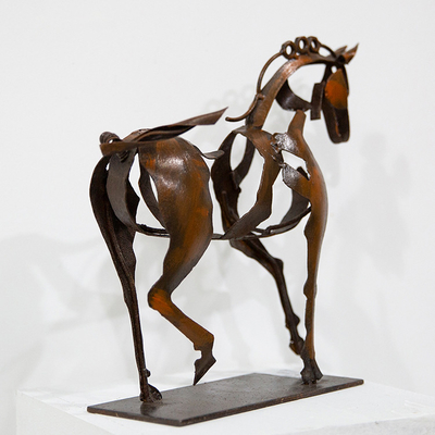 Hollow Life Size Horse Metal Outdoor Sculpture Abstract For Landscape