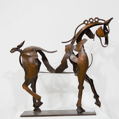 Hollow Life Size Horse Metal Outdoor Sculpture Abstract For Landscape