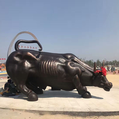 Height 180cm Vivid Bronze Bull Sculpture Outdoor Landscape Statues