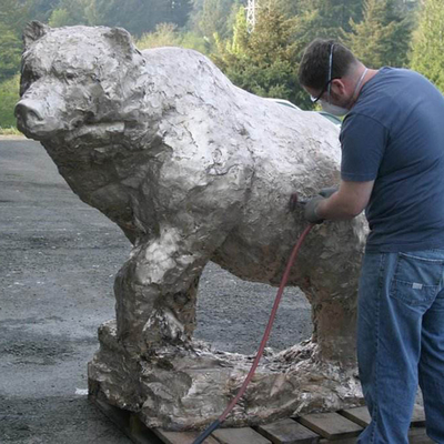Gnee Garden Outdoor Bronze Polar Bear Sculpture Life Size Customized
