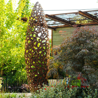 Western Style Curved Corten Steel Sculpture In 220cm Height