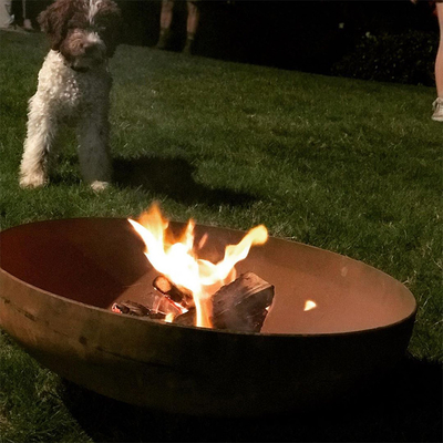 Rustic Round Brazier Wood Burning Corten Steel Fire Pit For Outdoor Backyard