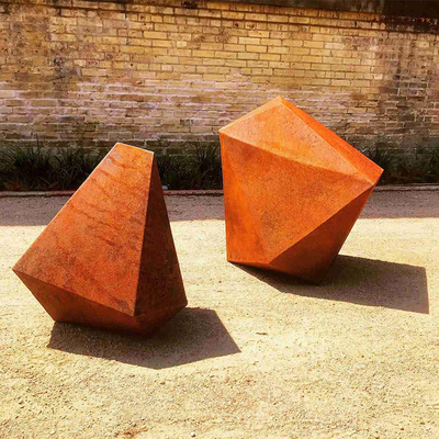 Abstract Irregular Geometric Corten Steel Sculpture Metal Yard Statues