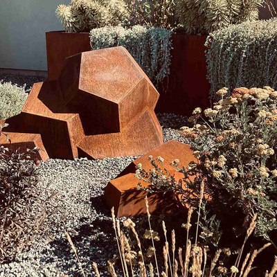 Abstract Irregular Geometric Corten Steel Sculpture Metal Yard Statues