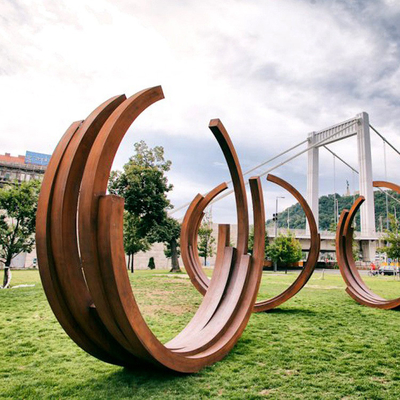 Modern Abstract Ring Rustic  Abstract Corten Steel Sculpture Large Metal Statues