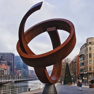 Modern Abstract Ring Rustic  Abstract Corten Steel Sculpture Large Metal Statues
