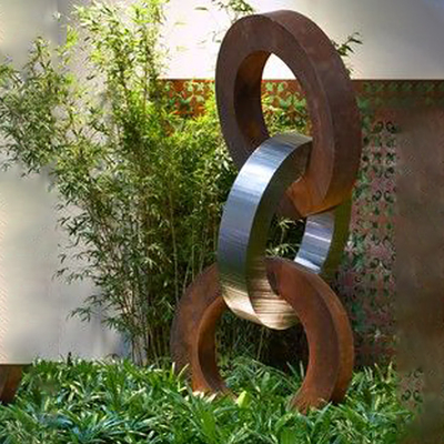 Corrosion Resistant Corten Steel Sculpture Home Decor Sculpture With Stainless Steel