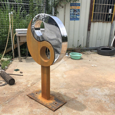 Corrosion Resistant Corten Steel Sculpture Home Decor Sculpture With Stainless Steel