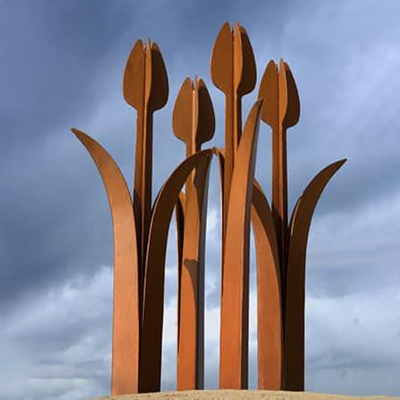 Gnee Garden Tulip Flower Shape Custom Metal Yard Sculptures For Backyard