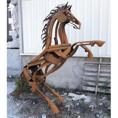 Customized Size Outdoor Metal Horse Sculpture Weathering Steel