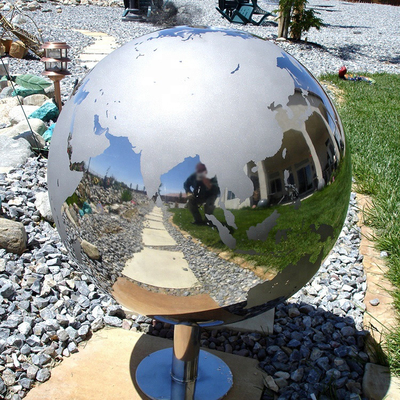 Gnee Garden Polished Metal Sphere Sculpture World Globe Sculpture Handmade