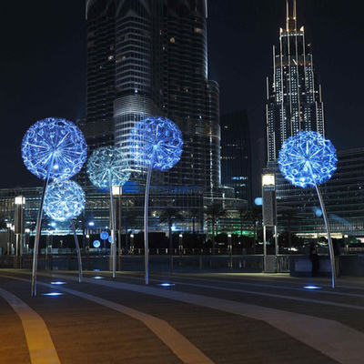 304 316 Stainless Steel Yard Art Electroplate Dandelion Shape For Garden