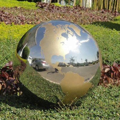 Gnee Garden Polished Metal Sphere Sculpture World Globe Sculpture Handmade