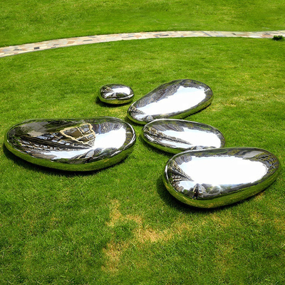 Gnee Garden High Polished Pebble Shape Stainless Steel Sculpture For Lawn