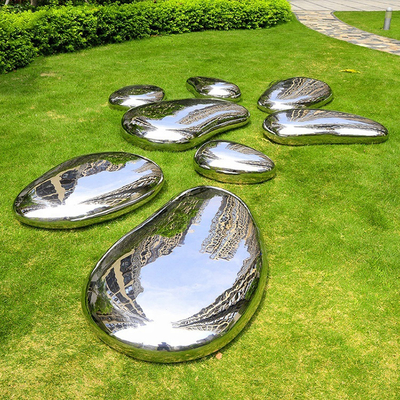 Gnee Garden High Polished Pebble Shape Stainless Steel Sculpture For Lawn