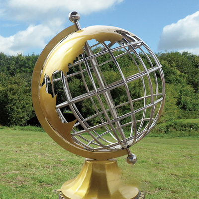 TUV Certified Mirror Polished Stainless Steel Sculpture Big Globe Statue OEM Service