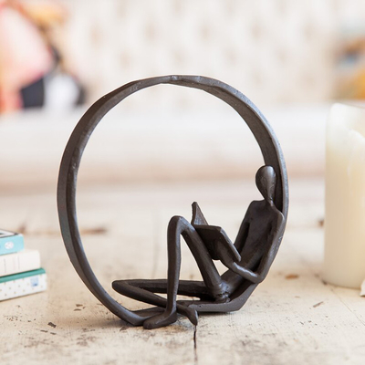 7 Inch Encircled Reader Outdoor Metal Sculpture Decorative Sculptures And Figurines
