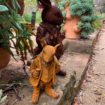 Cast Iron Rusted Life Size Outdoor Deer Statues OEM Service