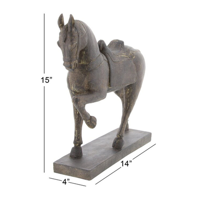 Office Horse Metal Tabletop Sculptures Cast Iron Statues 15 Inch Height