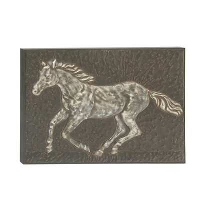 38 Inch Interior Decoration Running Horses Metal Wall Art Decor Embossed Panels