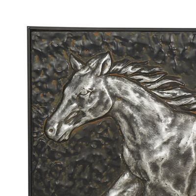SGS Certified Muscular Black Stallion Wall Art Cast Iron Elegant