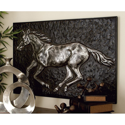 SGS Certified Muscular Black Stallion Wall Art Cast Iron Elegant