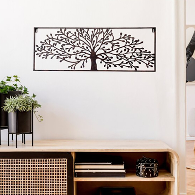 Gnee Garden Rectangular Metal Wall Art Decor Tree Designed Customized