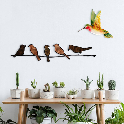 Gnee Garden 6&quot; Height Contemporary Metal Bird Wall Sculpture Indoor