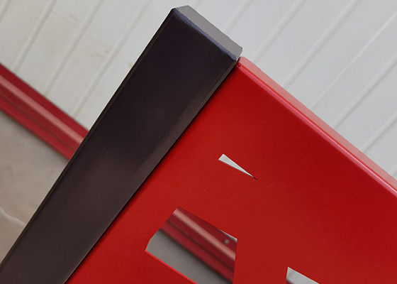 GN-SP-166 Laser Cutting Red Painted Steel Screen Panel With Geometric Pattern