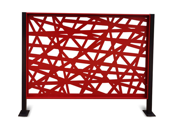 GN-SP-166 Laser Cutting Red Painted Steel Screen Panel With Geometric Pattern
