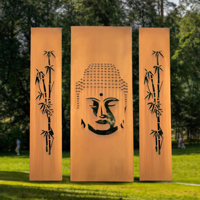 1500mm Corten Steel Screens GN-SH-204 Laser Cut Privacy Divider Metal Garden Ornaments