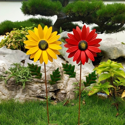 Sunflower Windmill Metal Pinwheel Garden Wind Sculptures For Balcony Patio Lawn