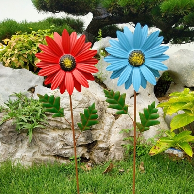 Sunflower Windmill Metal Pinwheel Garden Wind Sculptures For Balcony Patio Lawn