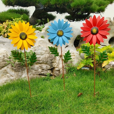 Sunflower Windmill Metal Pinwheel Garden Wind Sculptures For Balcony Patio Lawn