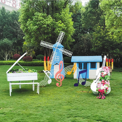 Iron Cello Musical Instrument Sculpture for Outdoor Garden Lawn Ornaments